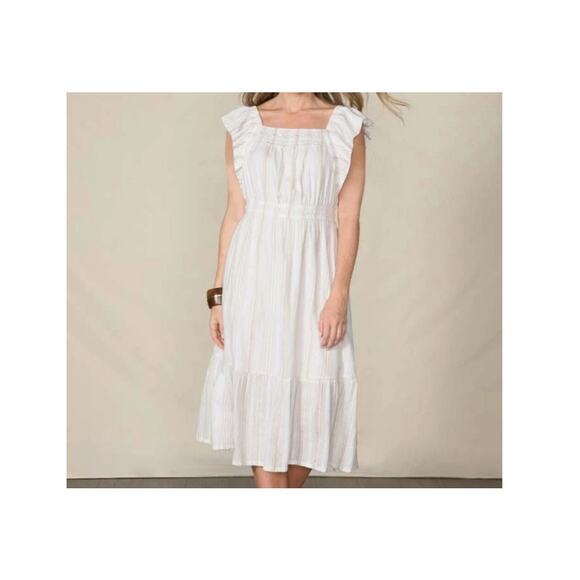 Matilda Jane Dresses & Skirts - Matilda Jane Womens L Good Hart DeSoto White Sleeveless Striped Smocked Dress